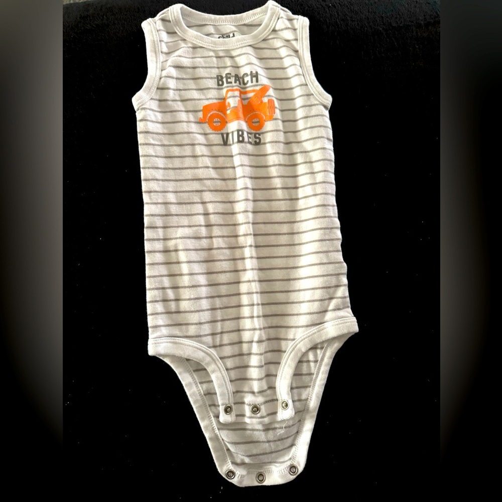 24mth, Child of Mine by Carters gray and white romper.
